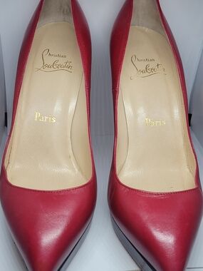 Christian Louboutin Plato Red Pointed-Toe Leather Pumps